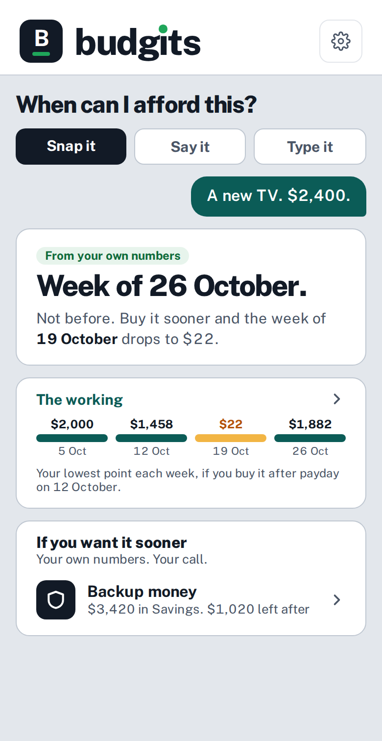 The When can I afford this screen: a $2,400 TV and the answer Week of 26 October. Sample numbers.